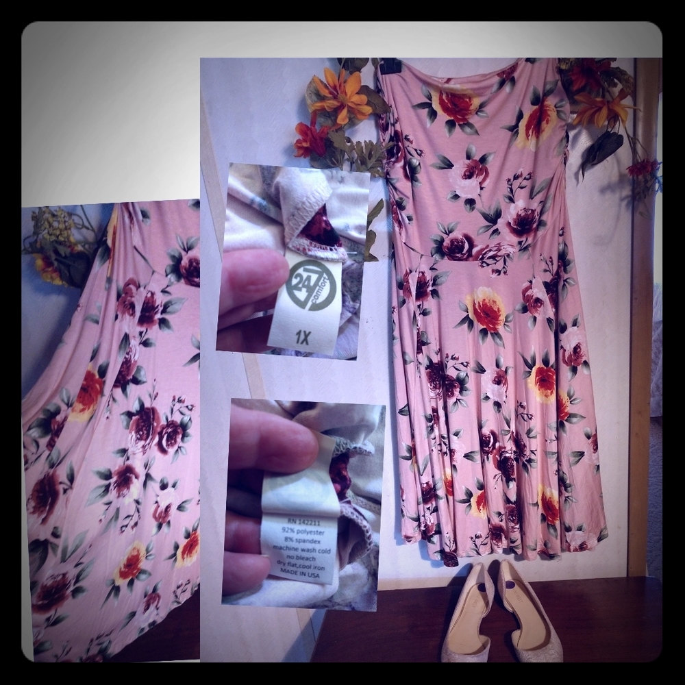 "Floral Plus Size  Strapless Dress"